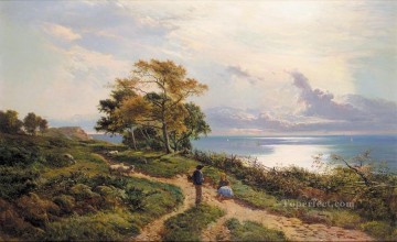 Lake Pond Waterfall Painting - Overlooking the Bay landscape Sidney Richard Percy